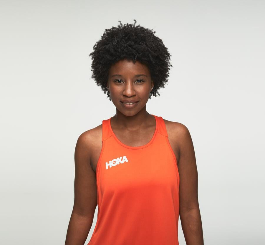 Hoka One One Top Dame - Performance Tank - Orange - 581036MNG